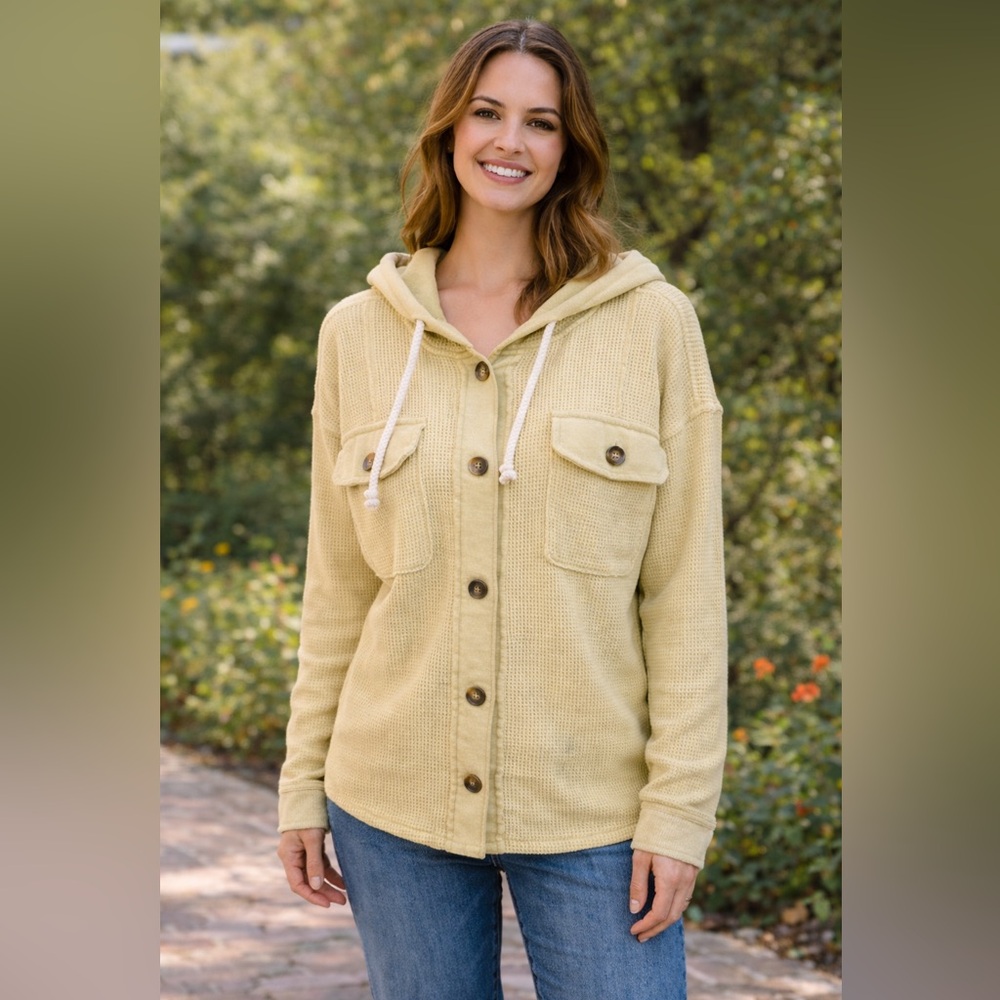 American Eagle Outfitters Yellow Cream Waffle Knit Top - Picture 1 of 10